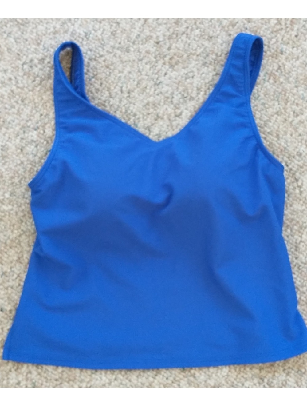 L.L. Bean Blue Ribbed Tankini Swim Top 12